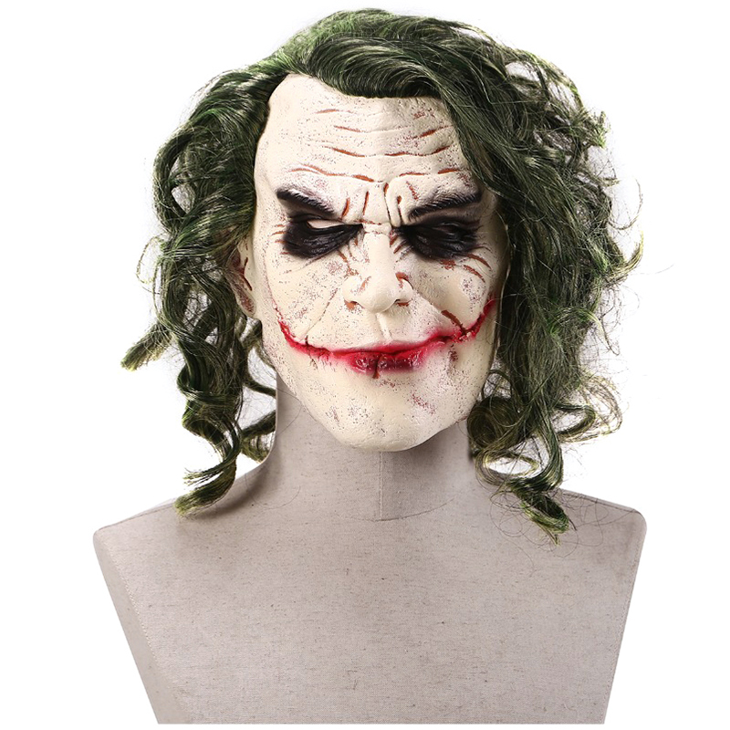 Halloween Joker maske Cosplay Horror Clown Mask med grønt hår 7396 Fyndiq
